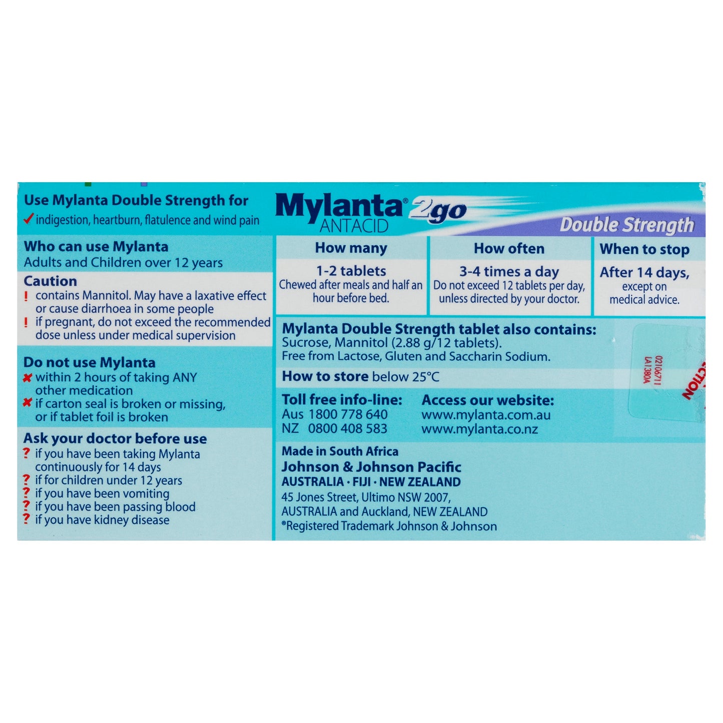 Mylanta2go Double Strength Chew Antacid 48 Tablets - Cutprice Online