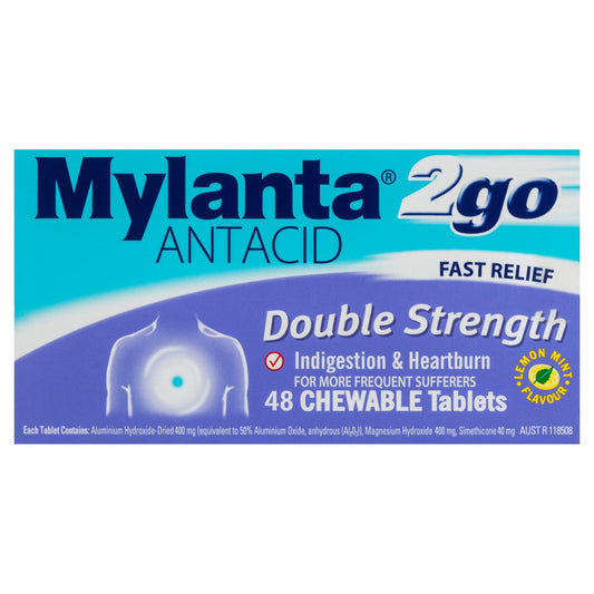 Mylanta2go Double Strength Chew Antacid 48 Tablets - Cutprice Online
