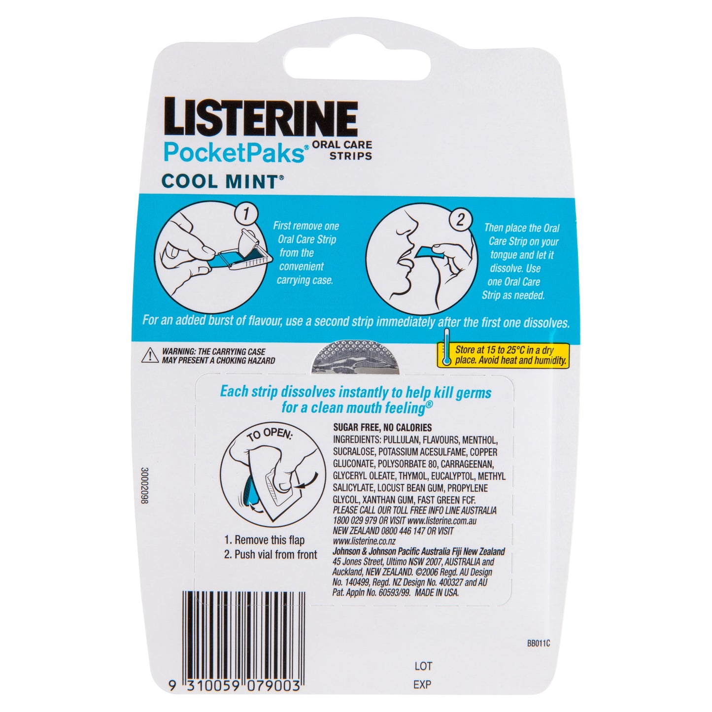 Listerine PocketPaks Cool Mint 72 Strips - Cutprice Online