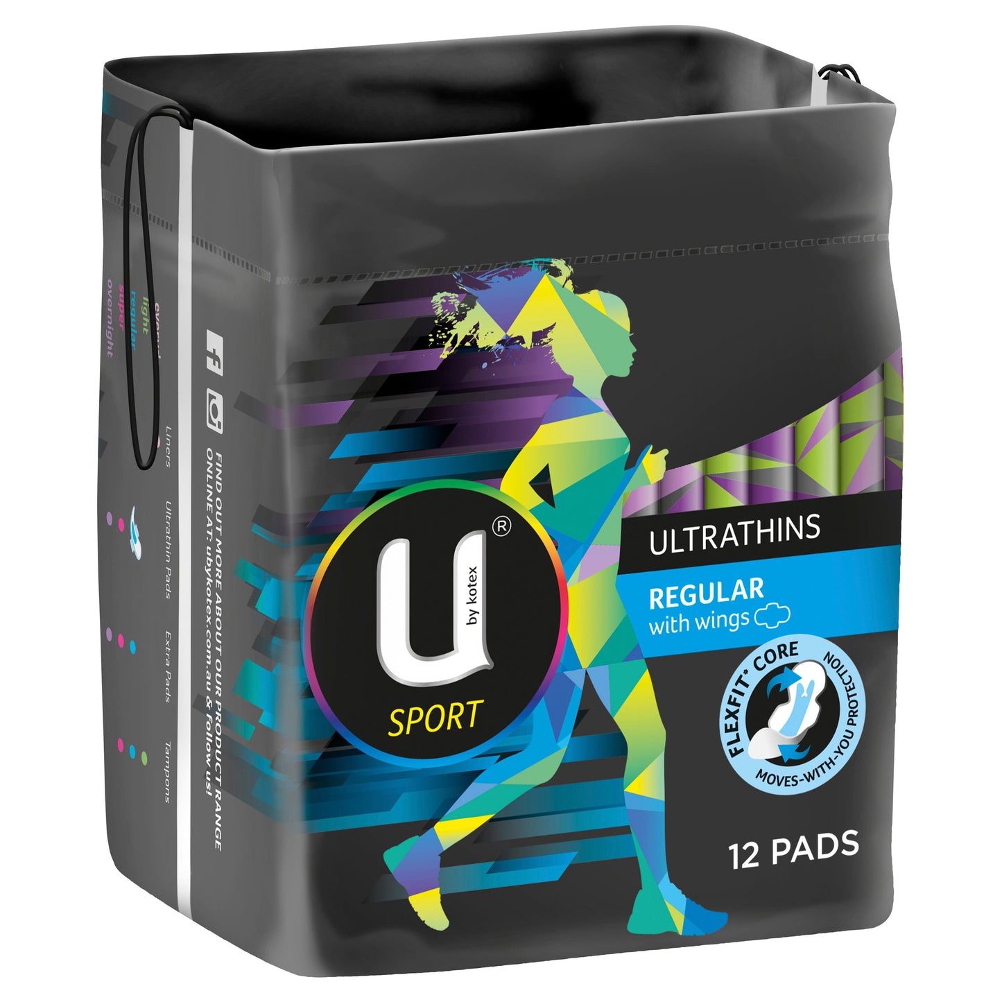 U by Kotex Regular Sport Ultrathins With Wings 12 Pack - Cutprice Online