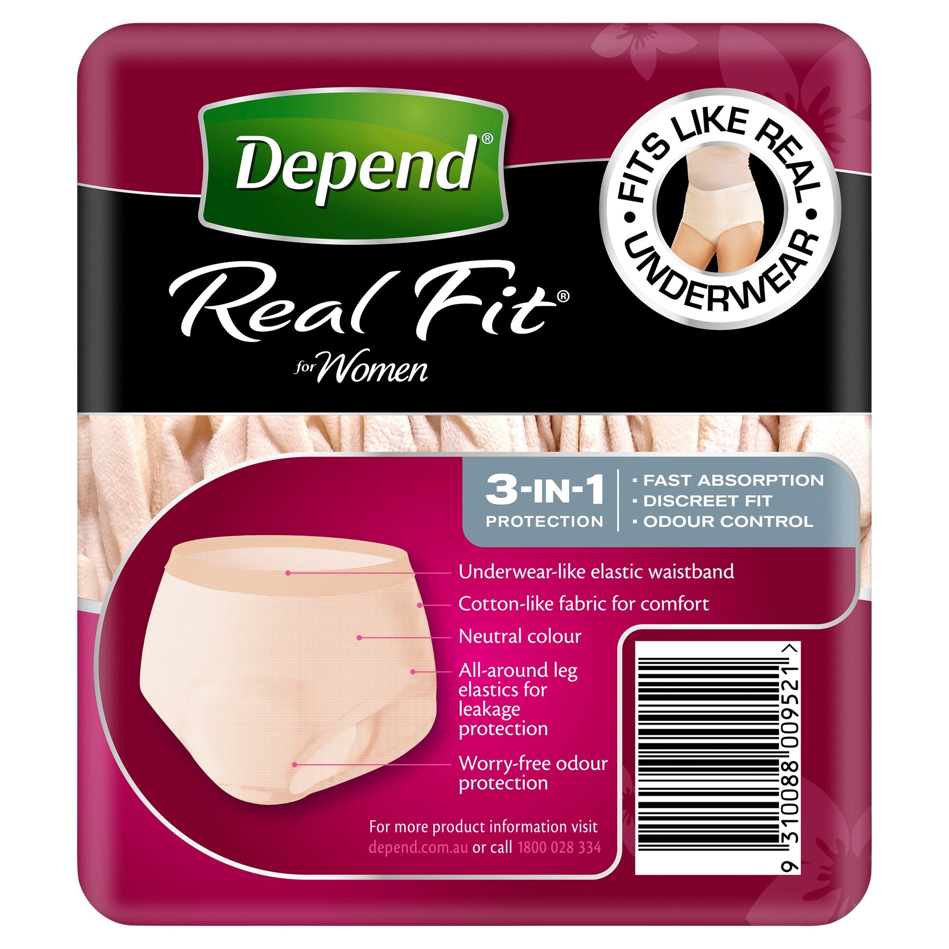 Depend Women REGULAR  Real Fit Underwear 8 Large - Cutprice Online