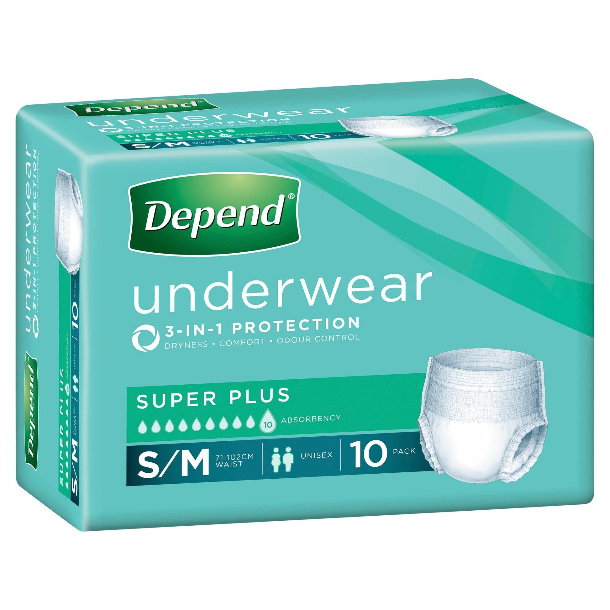 Depend Unisex Underwear Super Plus Small & Medium 10 Pack - Cutprice Online