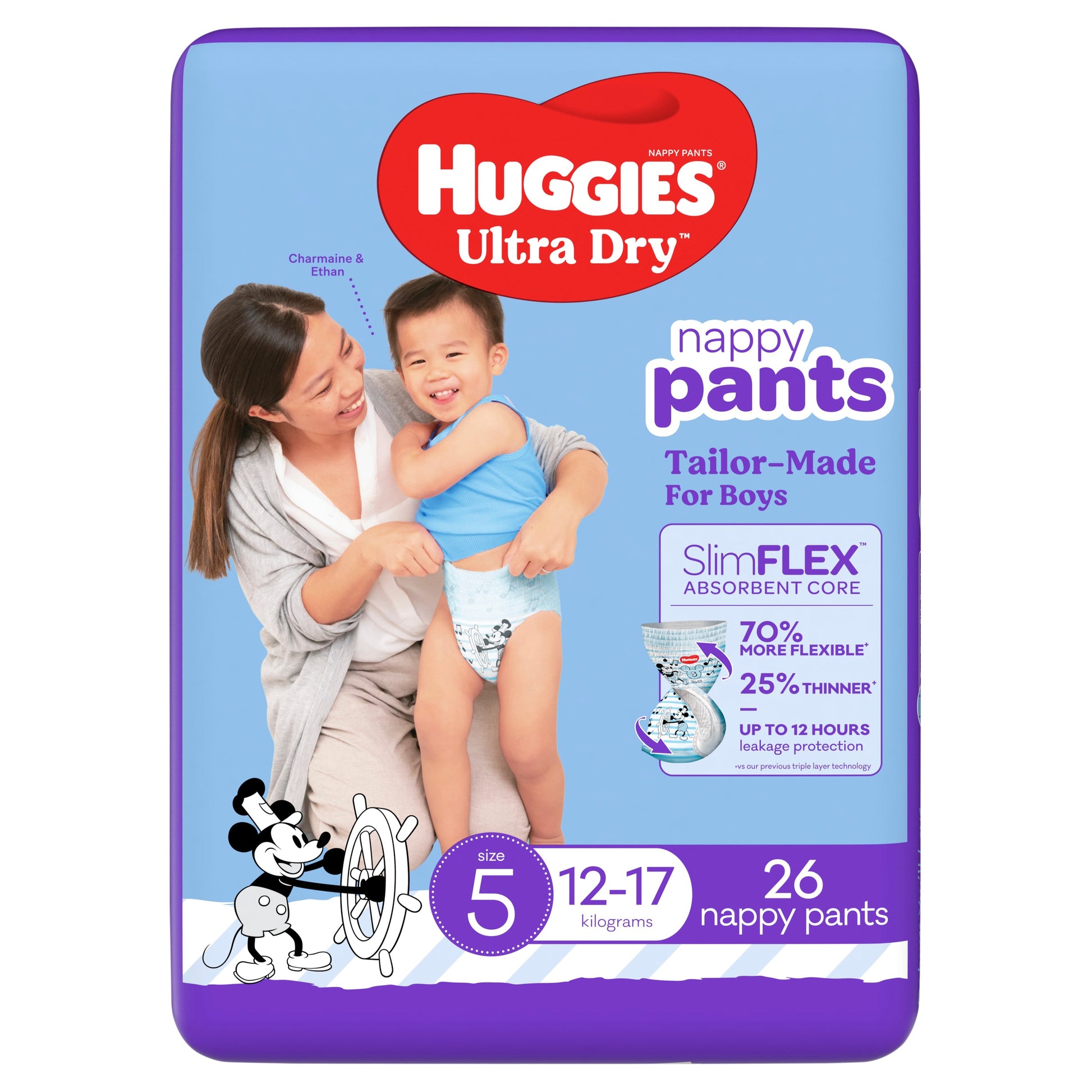 Huggies Ultra Dry Nappy Pants Boys Size 5 (12-17kg) 26 Pack - Cutprice Online
