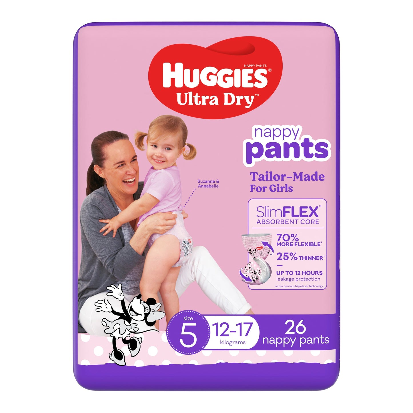 Huggies Ultra Dry Nappy Pants Girls Size 5 (12-17kg) 26 Pack - Cutprice Online