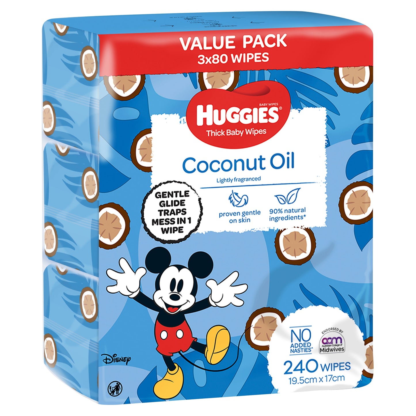 Huggies Thick Baby Wipes Coconut Oil 240 Pack - Cutprice Online