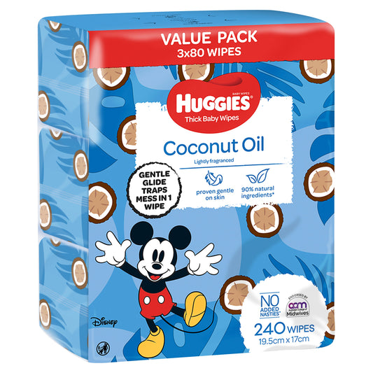 Huggies Thick Baby Wipes Coconut Oil 240 Pack - Cutprice Online