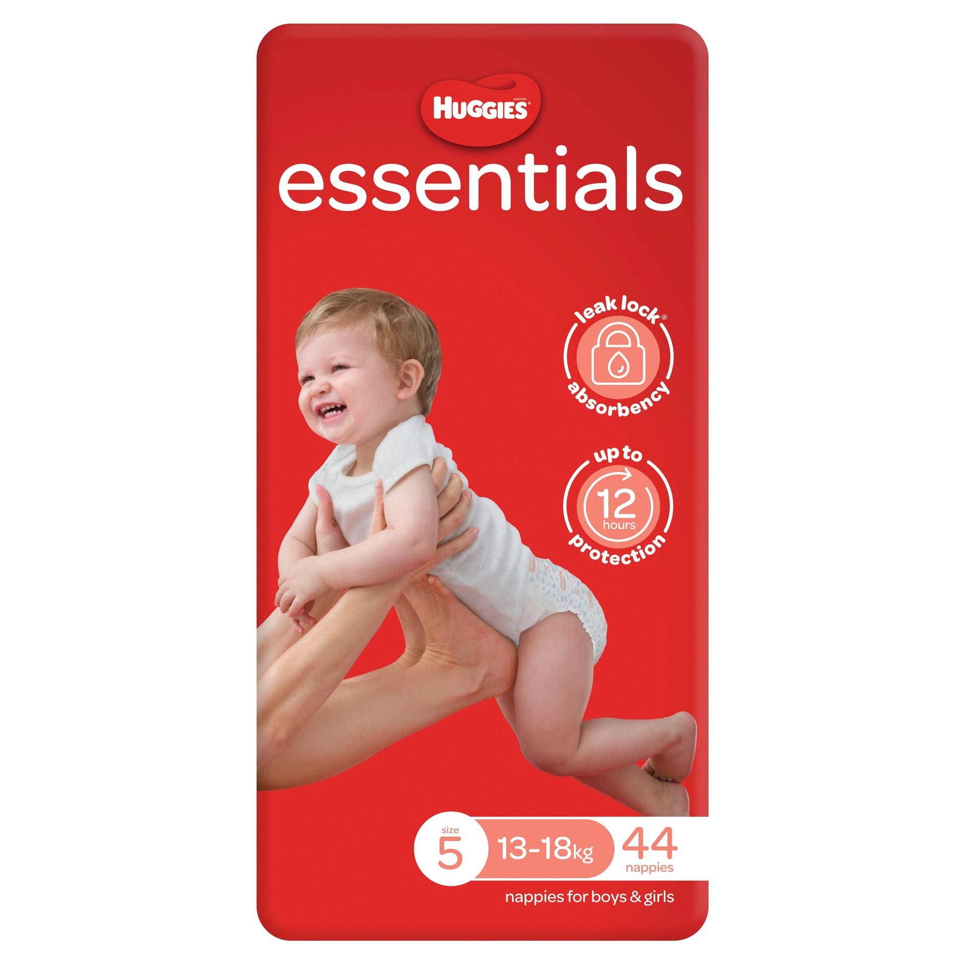Huggies Essentials Nappies Walker  Size 5 (13 - 18kg) 44 Pack - Cutprice Online