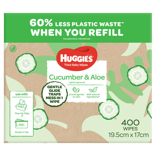 Huggies Thick Baby Wipes Cucumber & Aloe 400 Pack - Cutprice Online