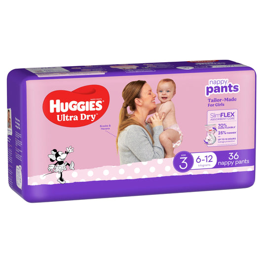 Huggies Ultra Dry Nappy Pants Girl Size 3 (6-12kg) 36 Pack - Cutprice Online