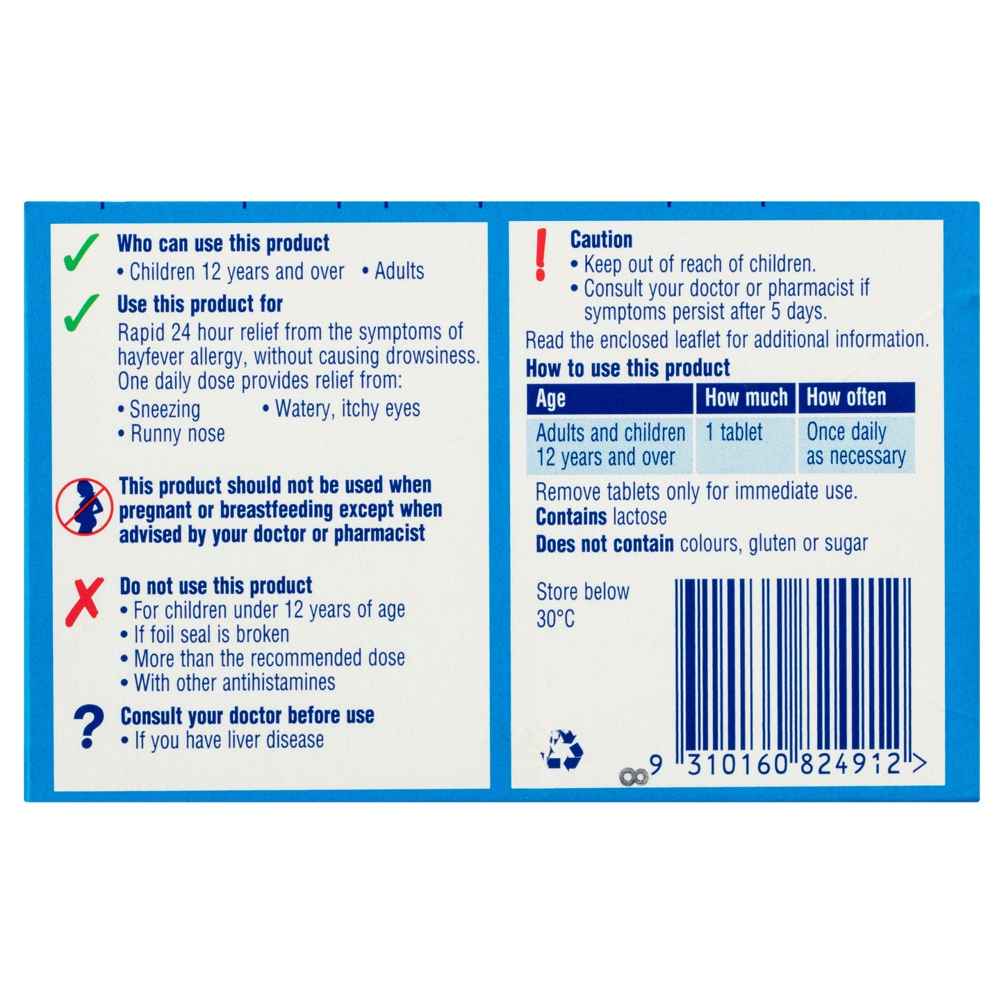 Claratyne Hayfever Allergy Relief Antihistamine 10 Tablets - Cutprice Online