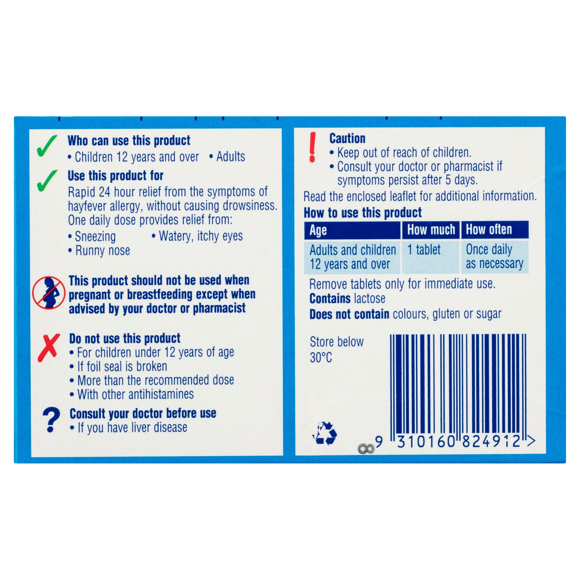 Claratyne Hayfever Allergy Relief Antihistamine 10 Tablets - Cutprice Online