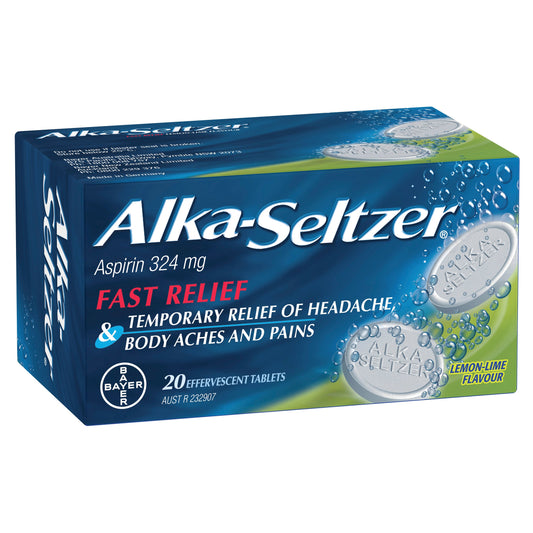 Alka-seltzer Lemon-lime Effervescent 20 Tablets - Cutprice Online
