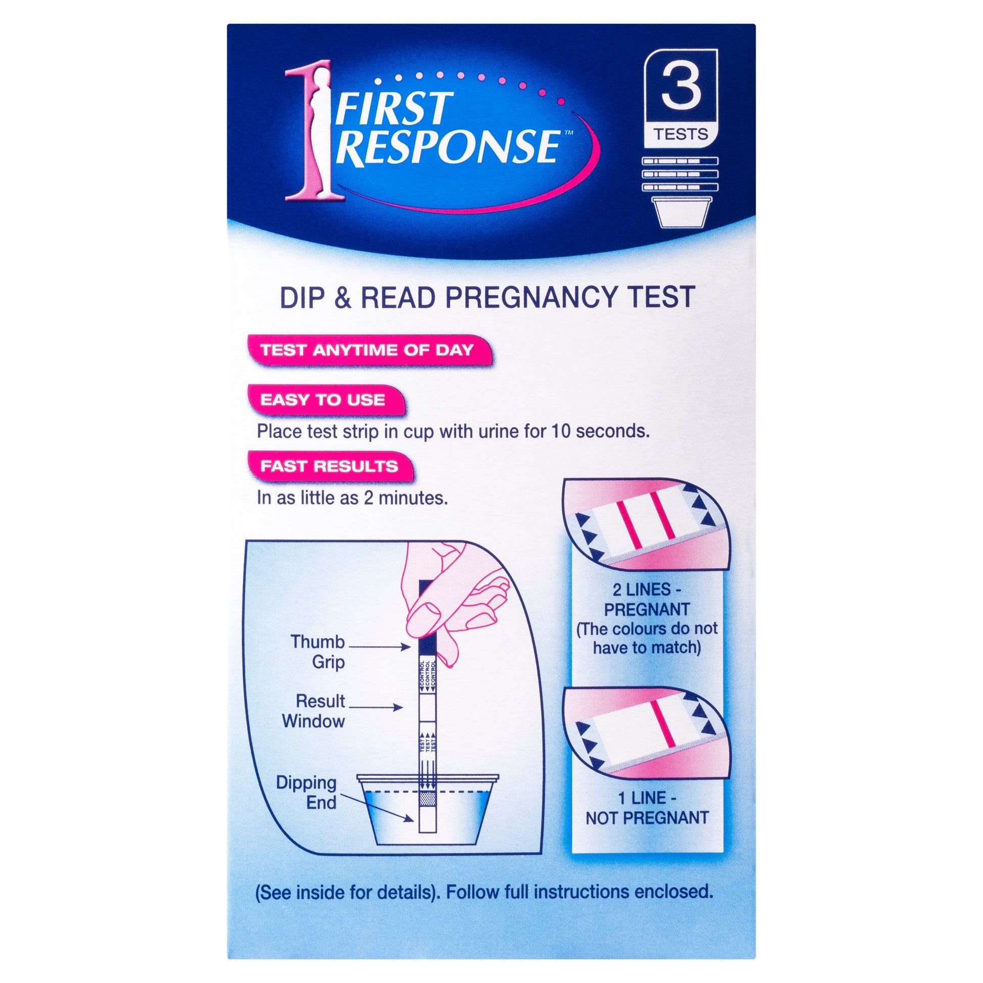 First Response Dip and Read Pregnancy Test 3 Tests - Cutprice Online