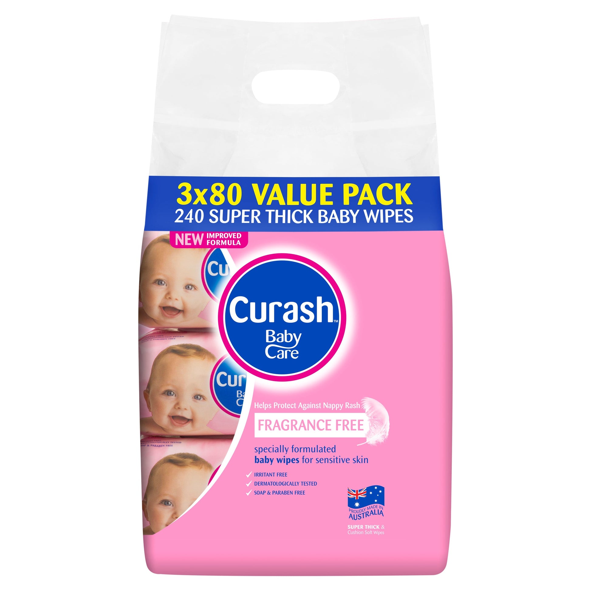 CURASH FRAGRANCE FREE WIPES 3X80PK - Cutprice Online