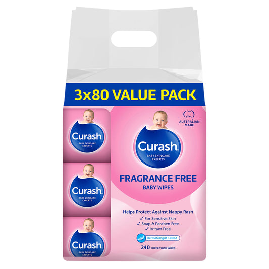 CURASH FRAGRANCE FREE WIPES 3X80PK - Cutprice Online