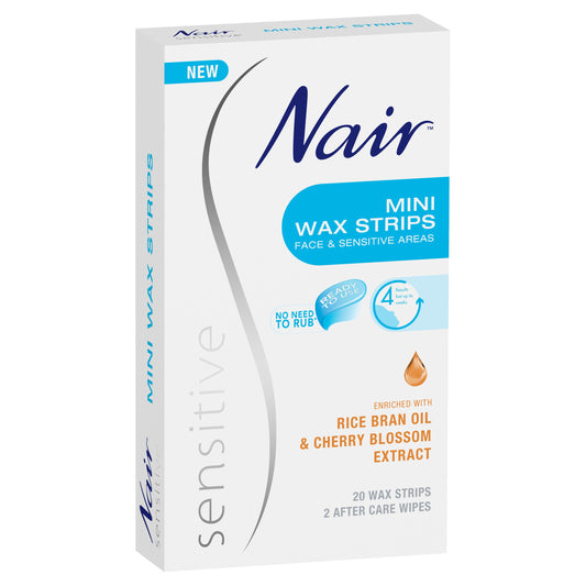 NAIR Sensitive Mini Wax Strips Face & Sensitive Areas 20 Pack - Cutprice Online