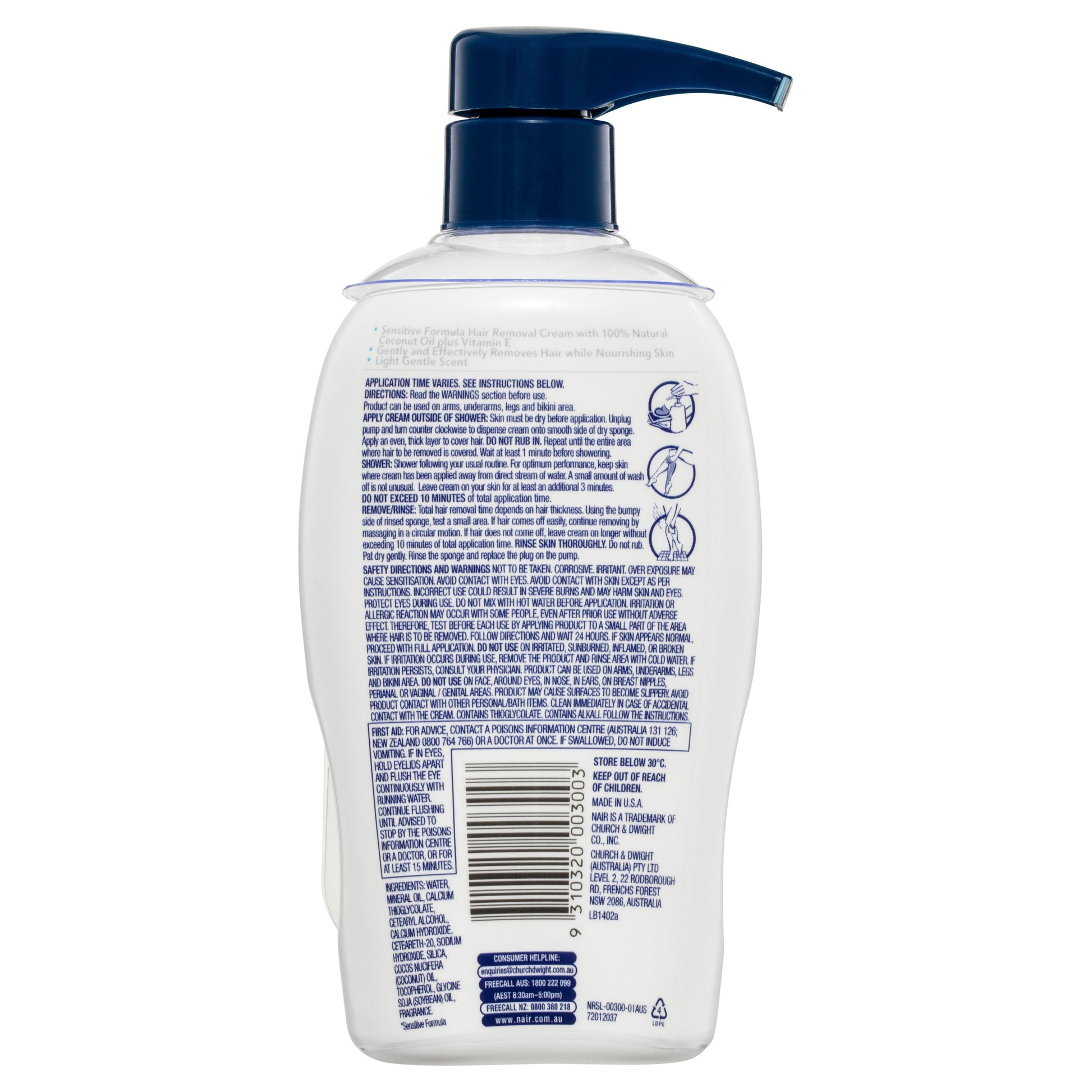Nair Sensitive Hair Removal Shower Cream With Coconut Oil 357g - Cutprice Online