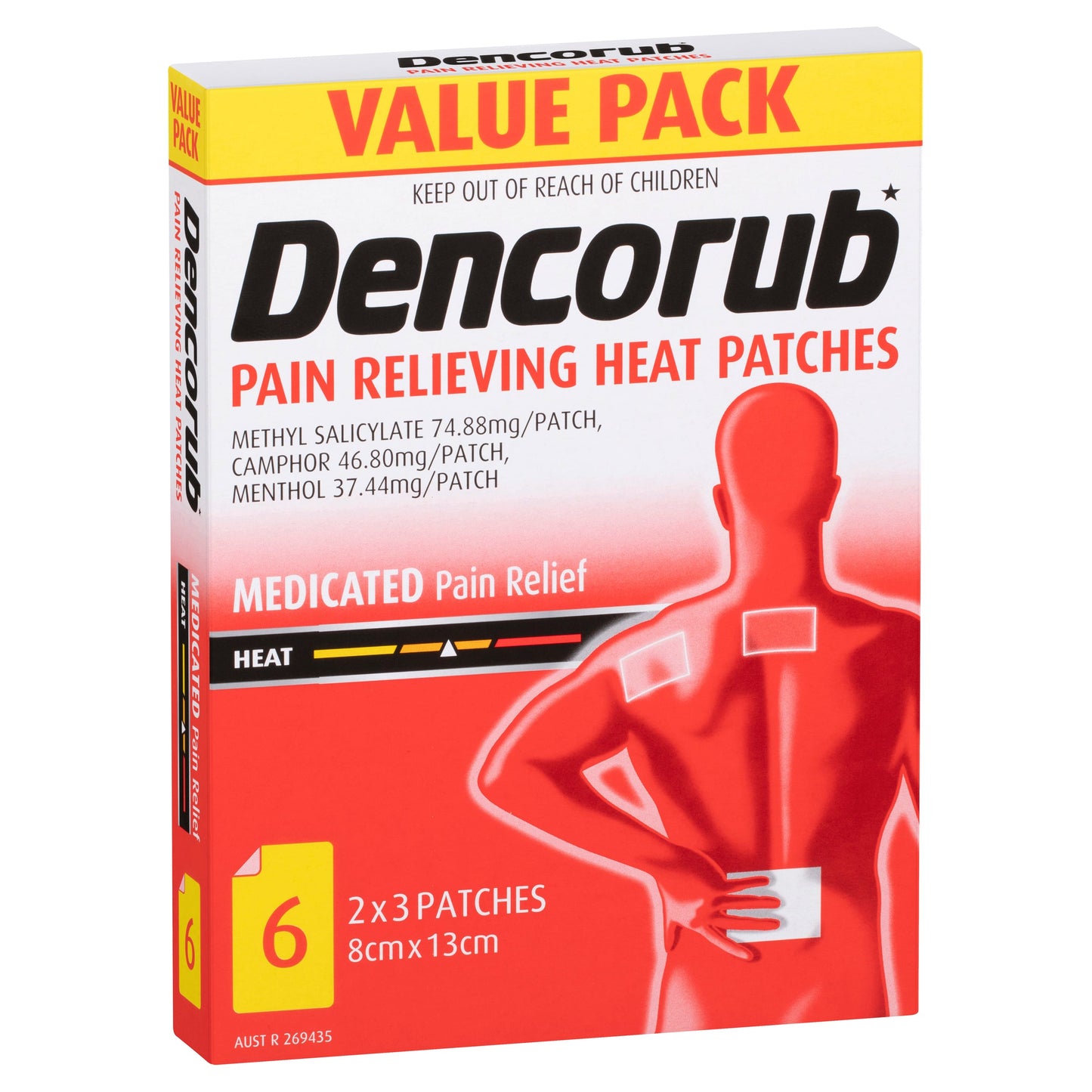Dencorub Pain Relieving Heat Patches Value 6 Pack - Cutprice Online