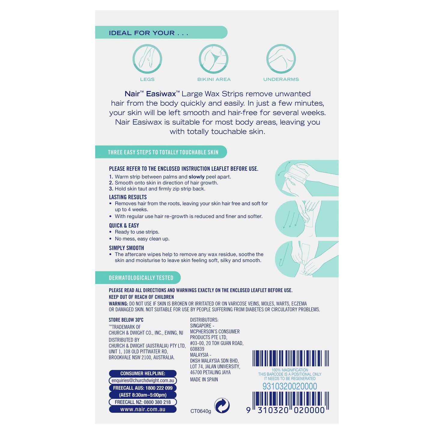 Nair Easiwax Wax Strips 20 Large - Cutprice Online