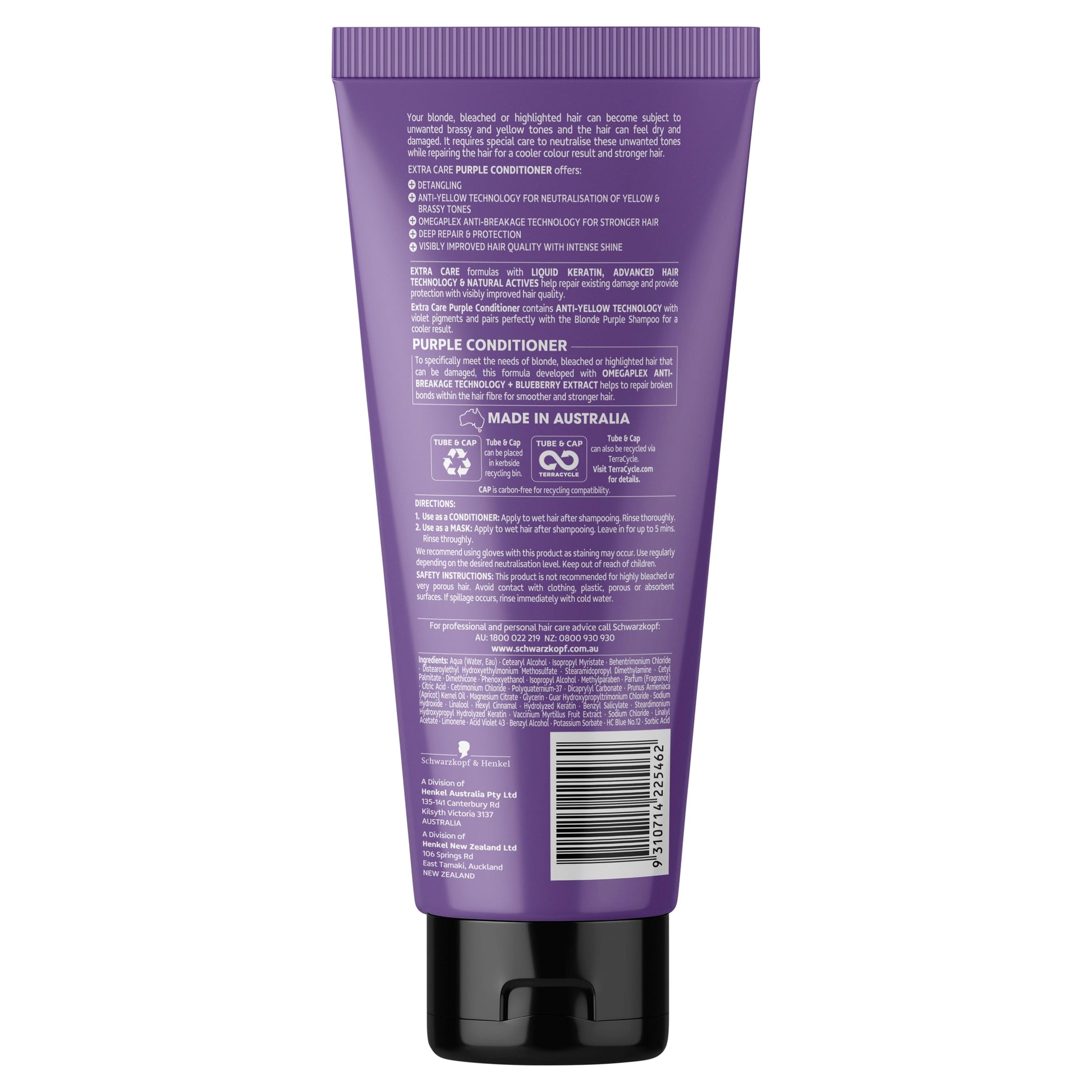 SCHWARZKOPF Extra Care Blonde Anti-Yellow Toning Purple Conditioner 250ml - Cutprice Online