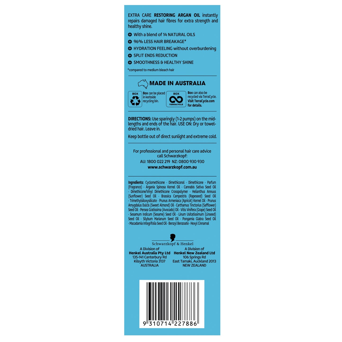 Schwarzkopf Extra Care Restoring Argan Oil 100ml - Cutprice Online