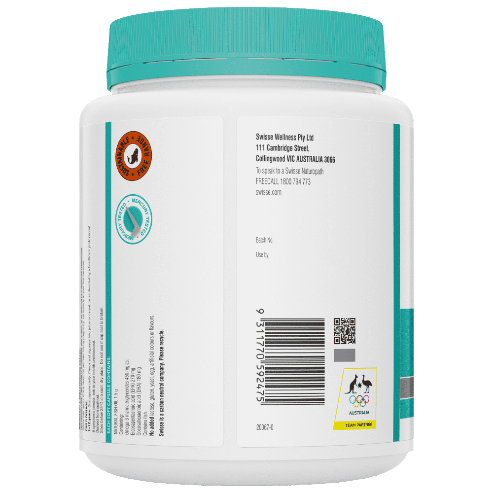 Swisse Ultiboost Odourless High Strength Wild Fish Oil 1500mg 400 Capsules - Cutprice Online
