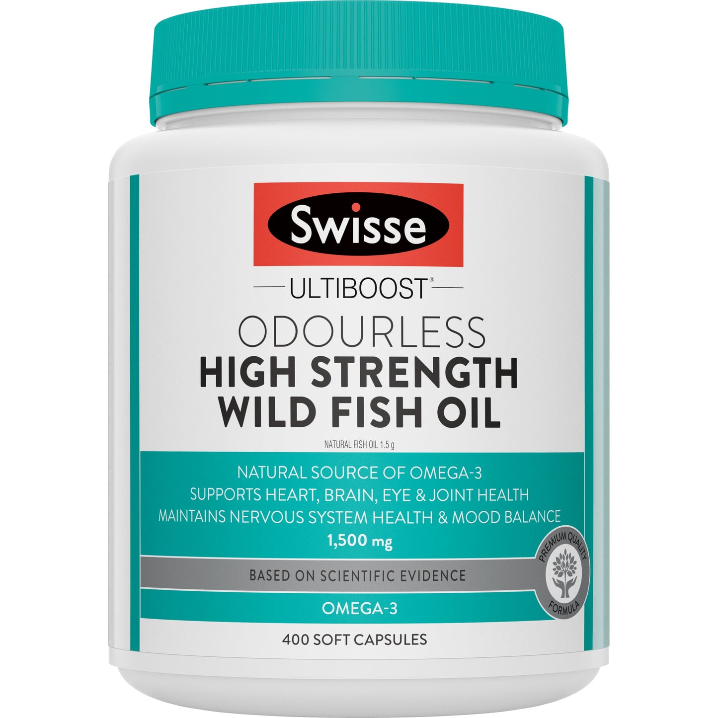 Swisse Ultiboost Odourless High Strength Wild Fish Oil 1500mg 400 Capsules - Cutprice Online