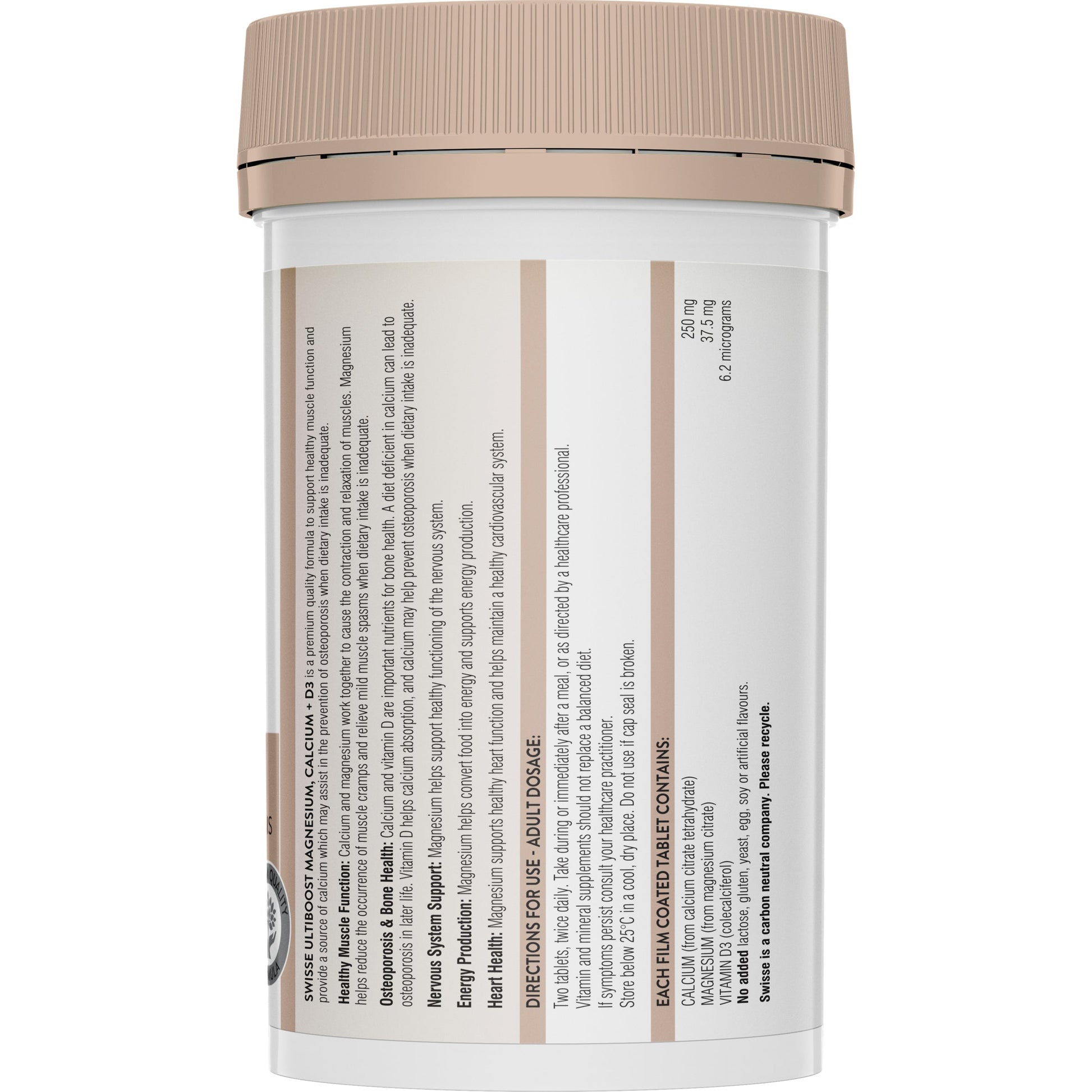 Swisse Ultiboost Magnesium, Calcium + D3 120 Tablets - Cutprice Online