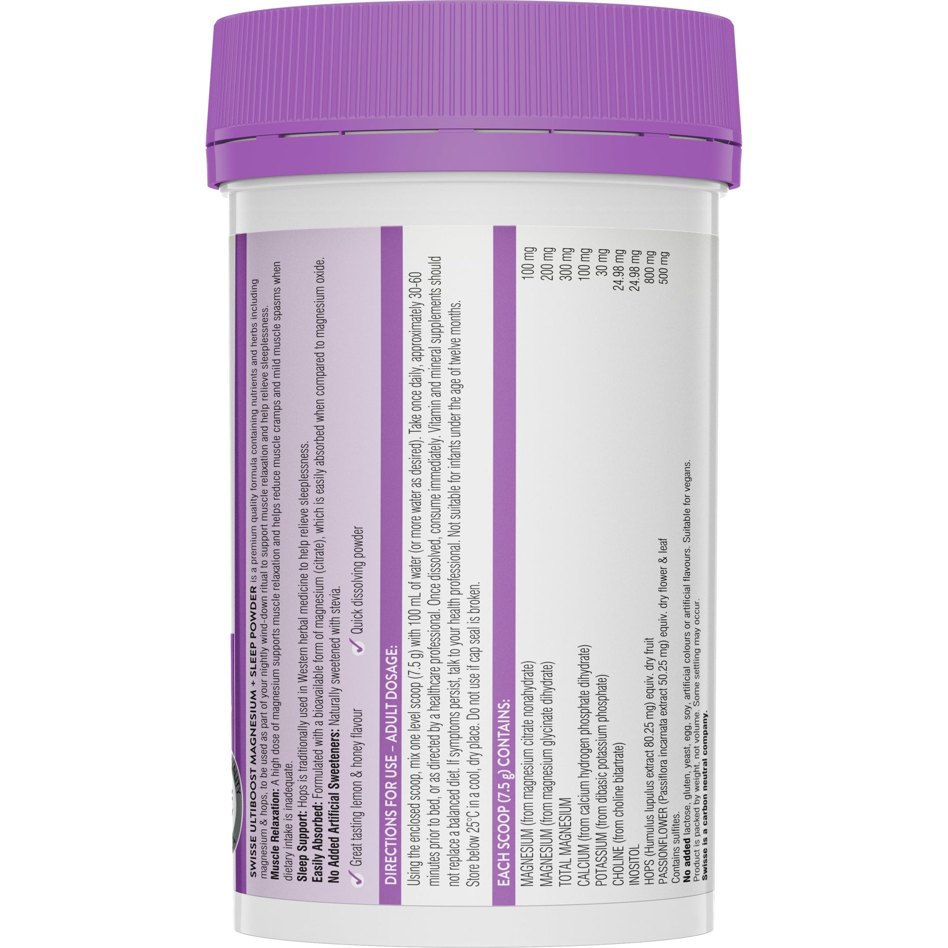 Swisse Ultiboost Magnesium + Sleep Powder Lemon & Honey 180g - Cutprice Online