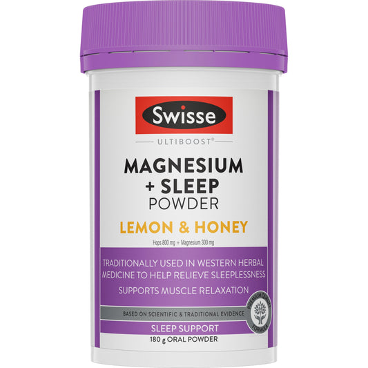 Swisse Ultiboost Magnesium + Sleep Powder Lemon & Honey 180g - Cutprice Online
