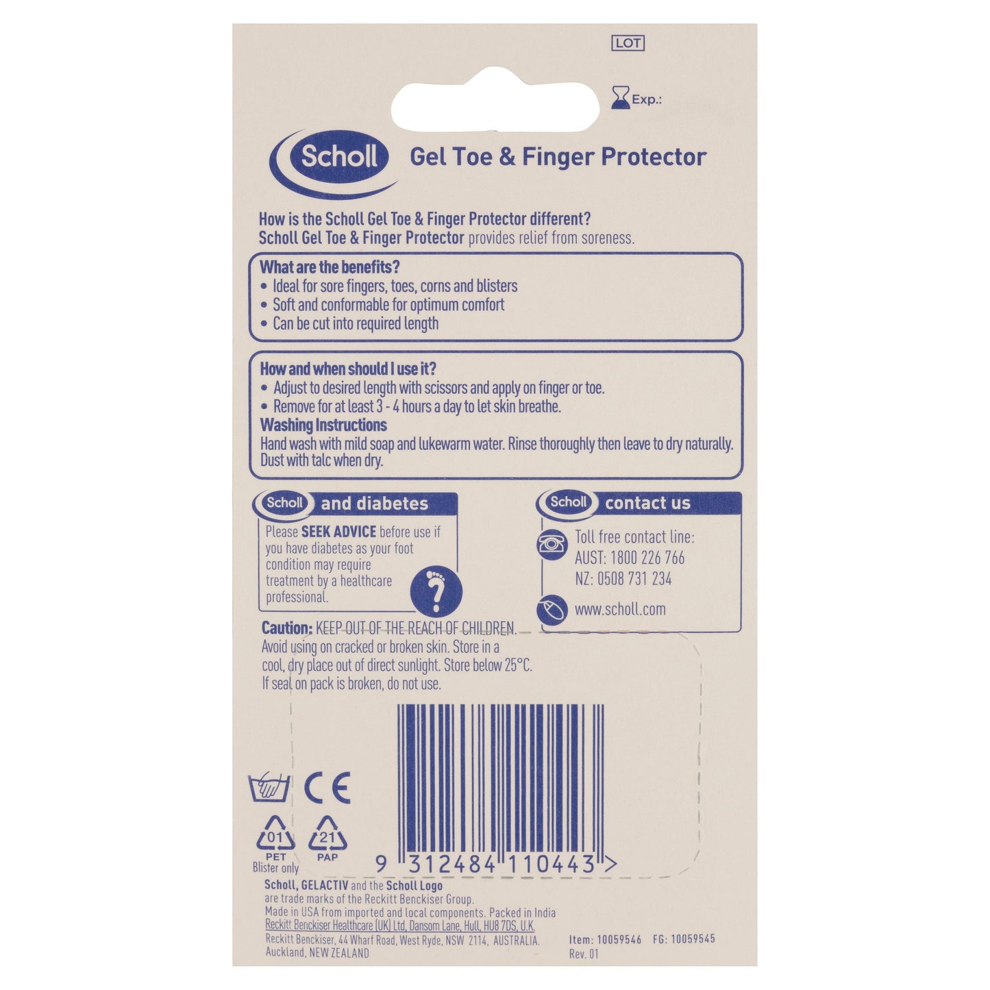 Scholl Gel Toe & Finger Protector Pain Relief - Cutprice Online