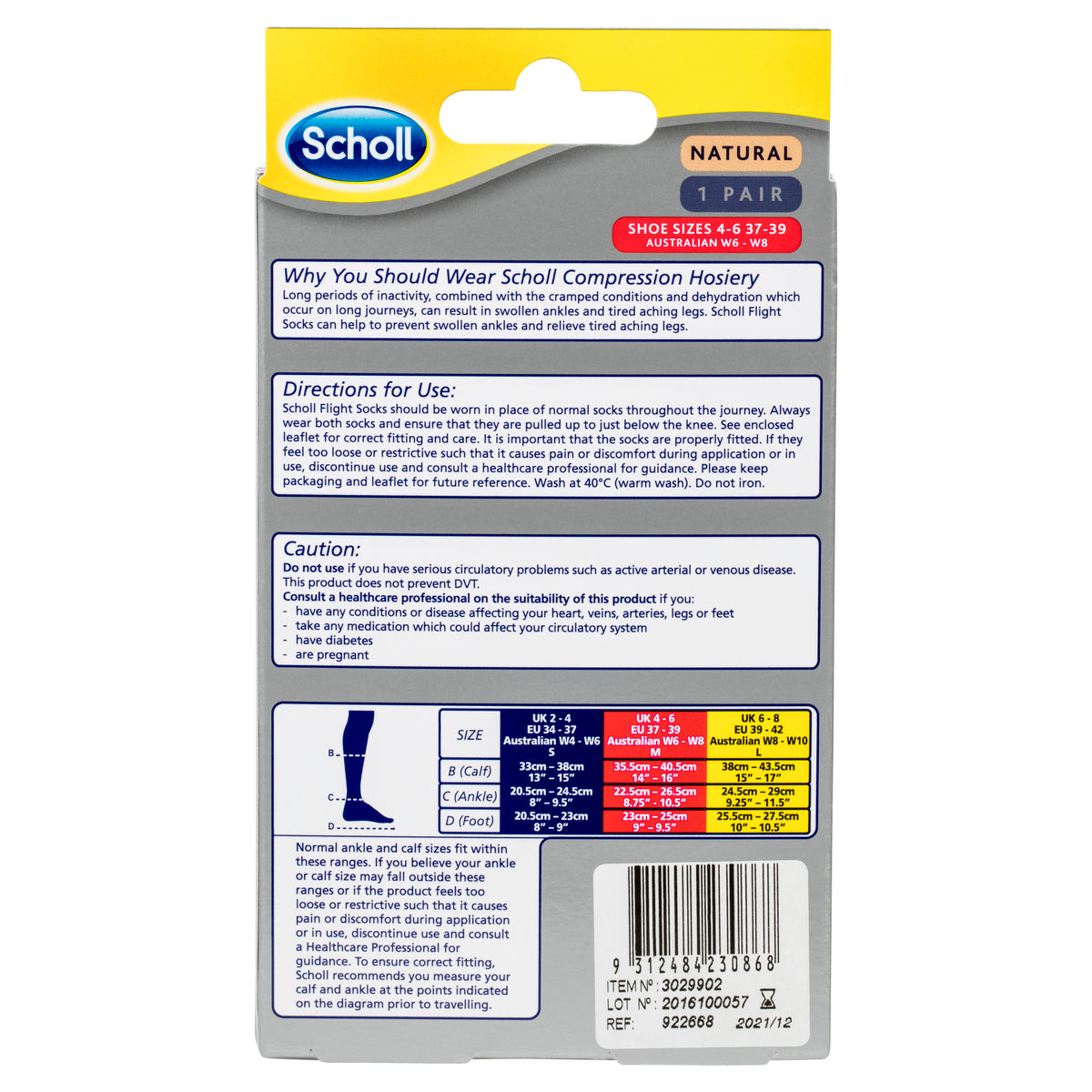 Scholl Flight Socks Natural Ladies 6-8 - Cutprice Online