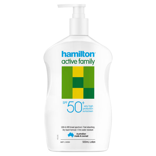 Hamilton Sun SPF 50+ Active Family Lotion 500ml - Cutprice Online
