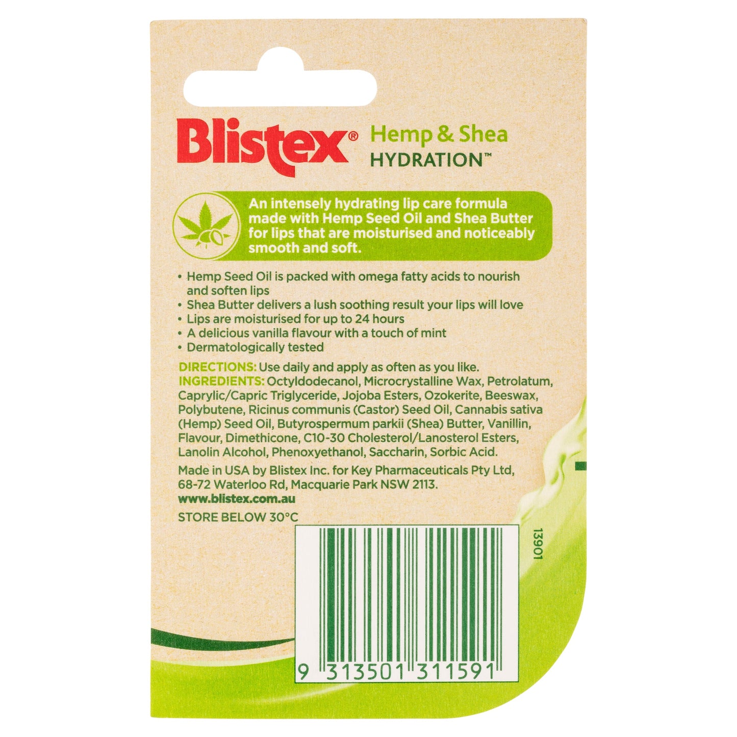 Blistex Hemp & Shea Hydration Lip 4.25g Stick - Cutprice Online