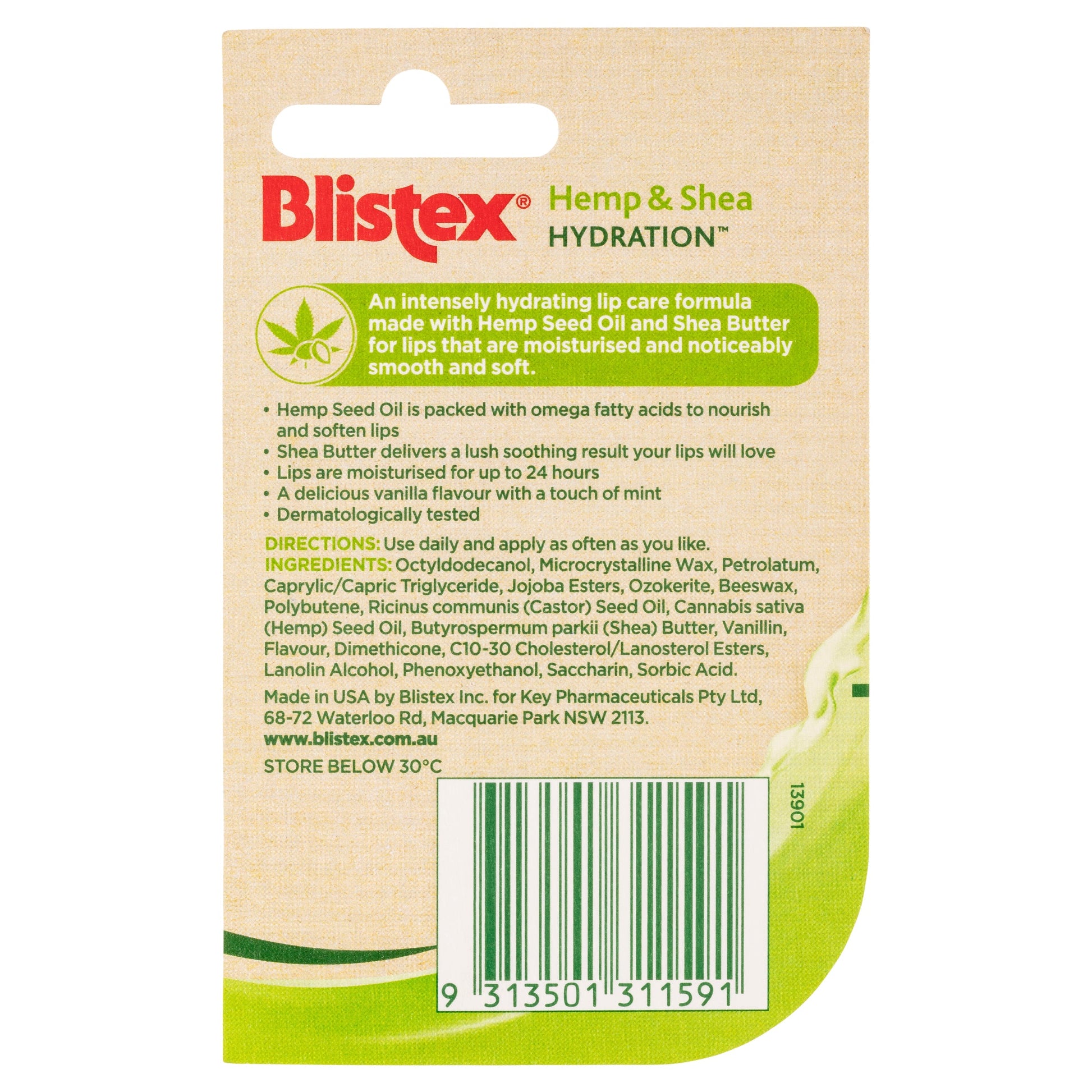 Blistex Hemp & Shea Hydration Lip 4.25g Stick - Cutprice Online