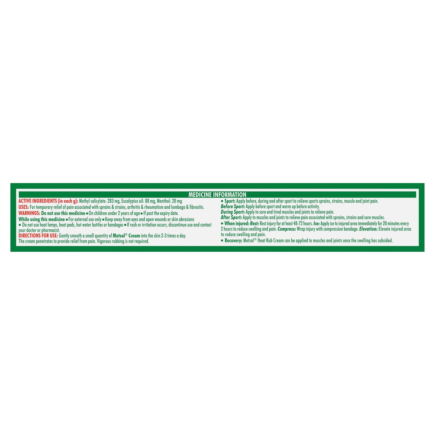 Metsal Heat Rub Cream 50g - Cutprice Online