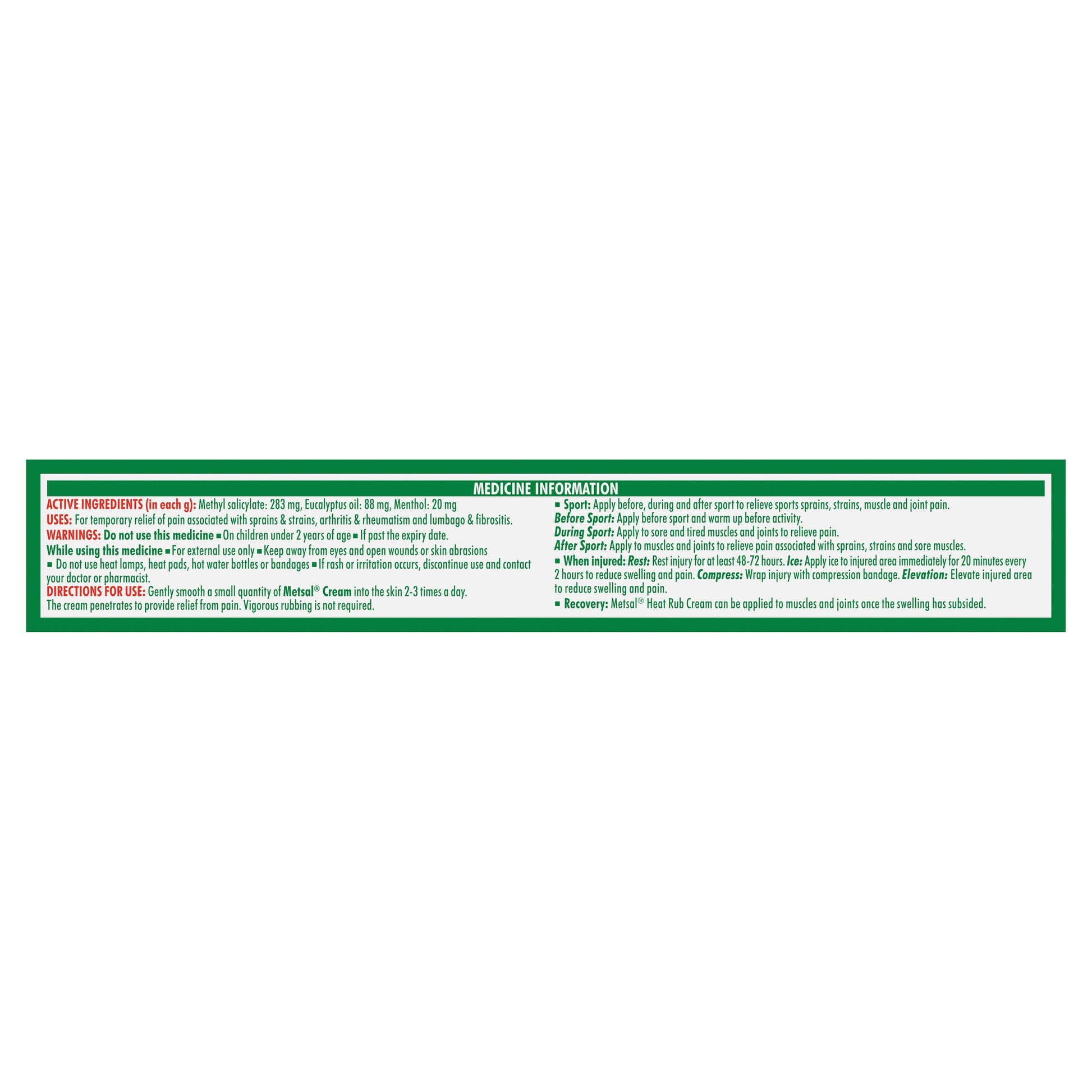 Metsal Heat Rub Cream 50g - Cutprice Online