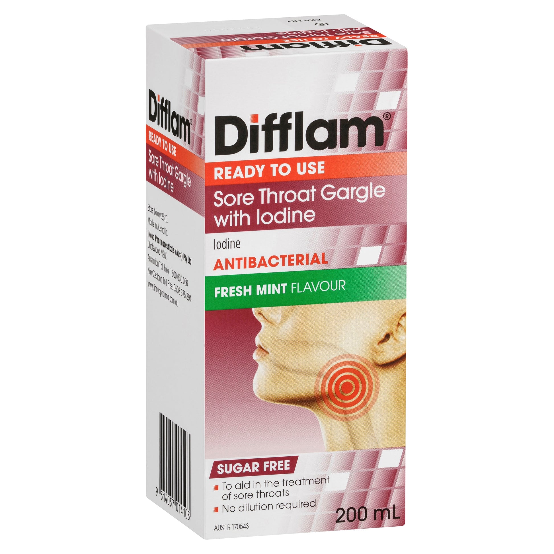 Difflam Sore Throat Gargle with Iodine 200ml - Cutprice Online