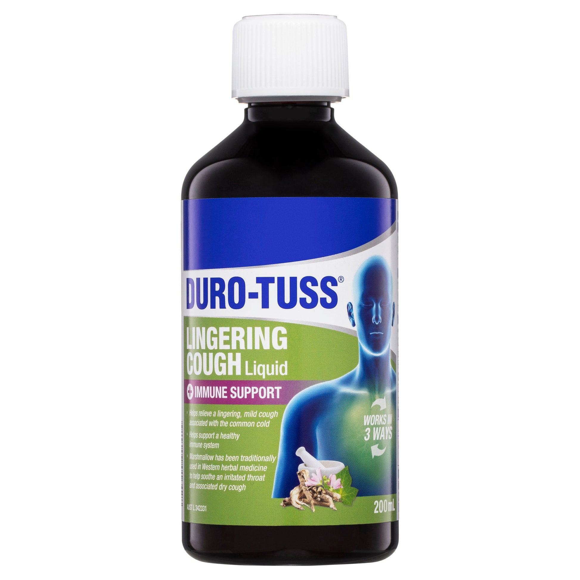 DURO-TUSS Lingering Cough Liquid Immune Support Blackberry & Vanilla 200mL - Cutprice Online