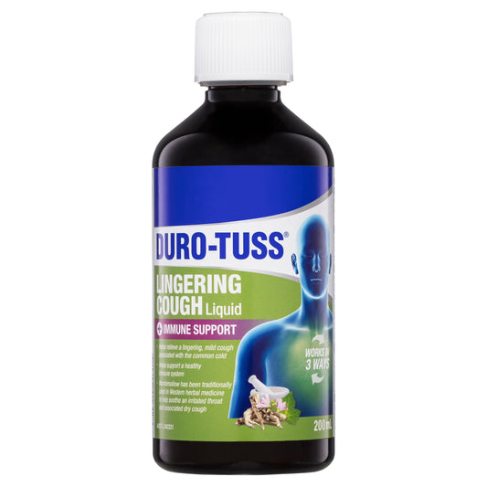 DURO-TUSS Lingering Cough Liquid Immune Support Blackberry & Vanilla 200mL - Cutprice Online