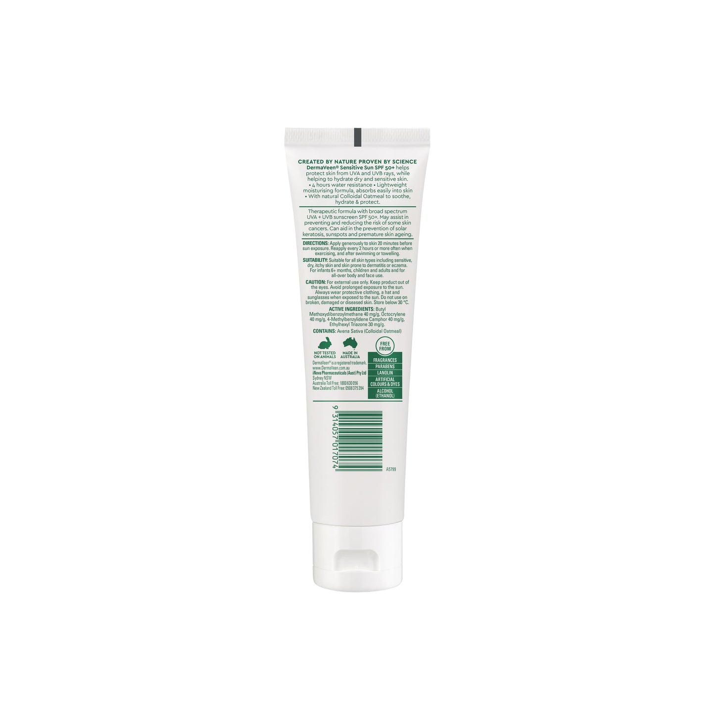 Dermaveen SPF 50+ Daily Nourish Sun Sensitive With Body Moisturiser 100g - Cutprice Online