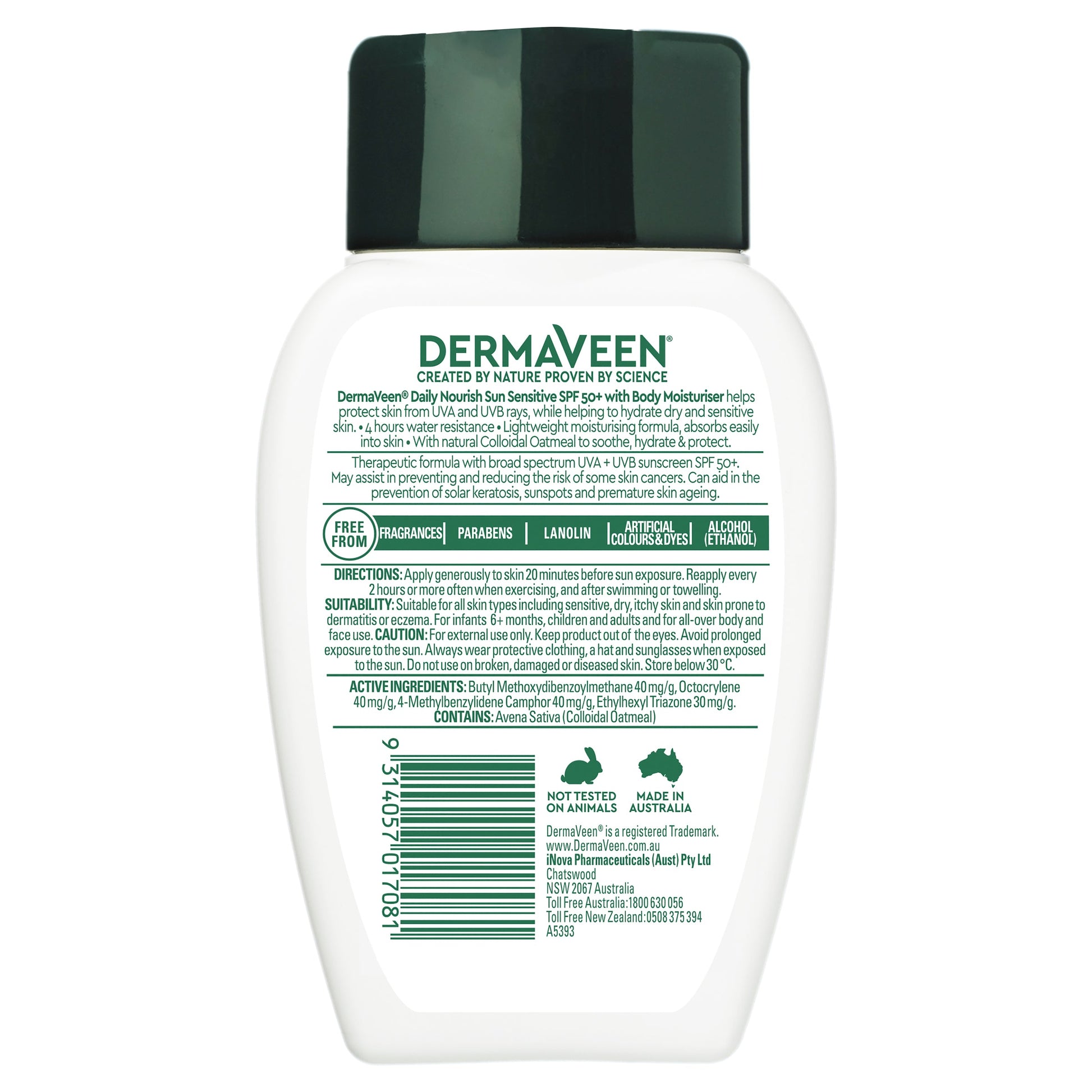 Dermaveen SPF 50+ Daily Nourish Sun Sensitive With Body Moisturiser 250g - Cutprice Online