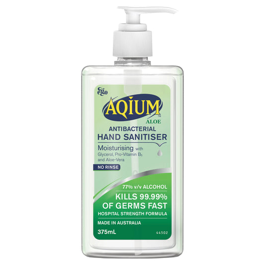 EGO Aqium with Aloe Antibacterial Hand Sanitiser 375mL - Cutprice Online