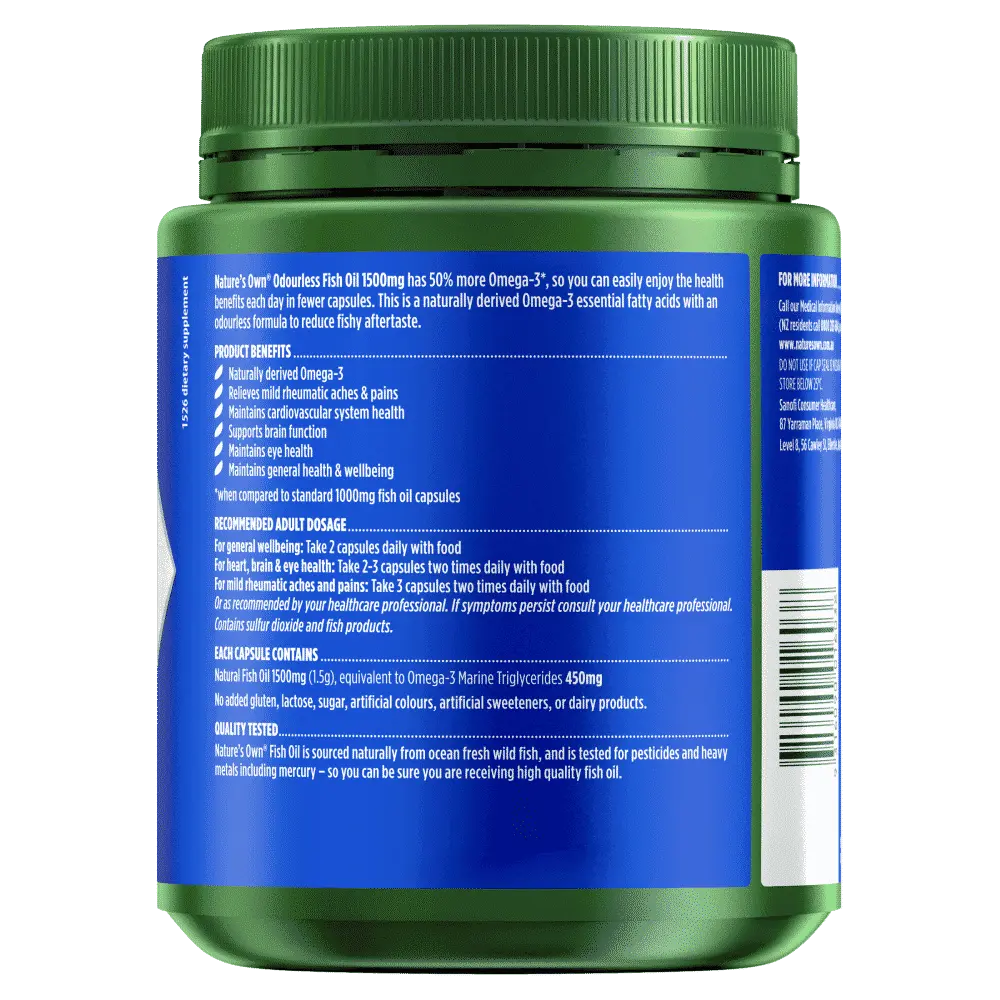 Nature's Own Odourless Fish Oil 1500mg 400 Capsules - Cutprice Online