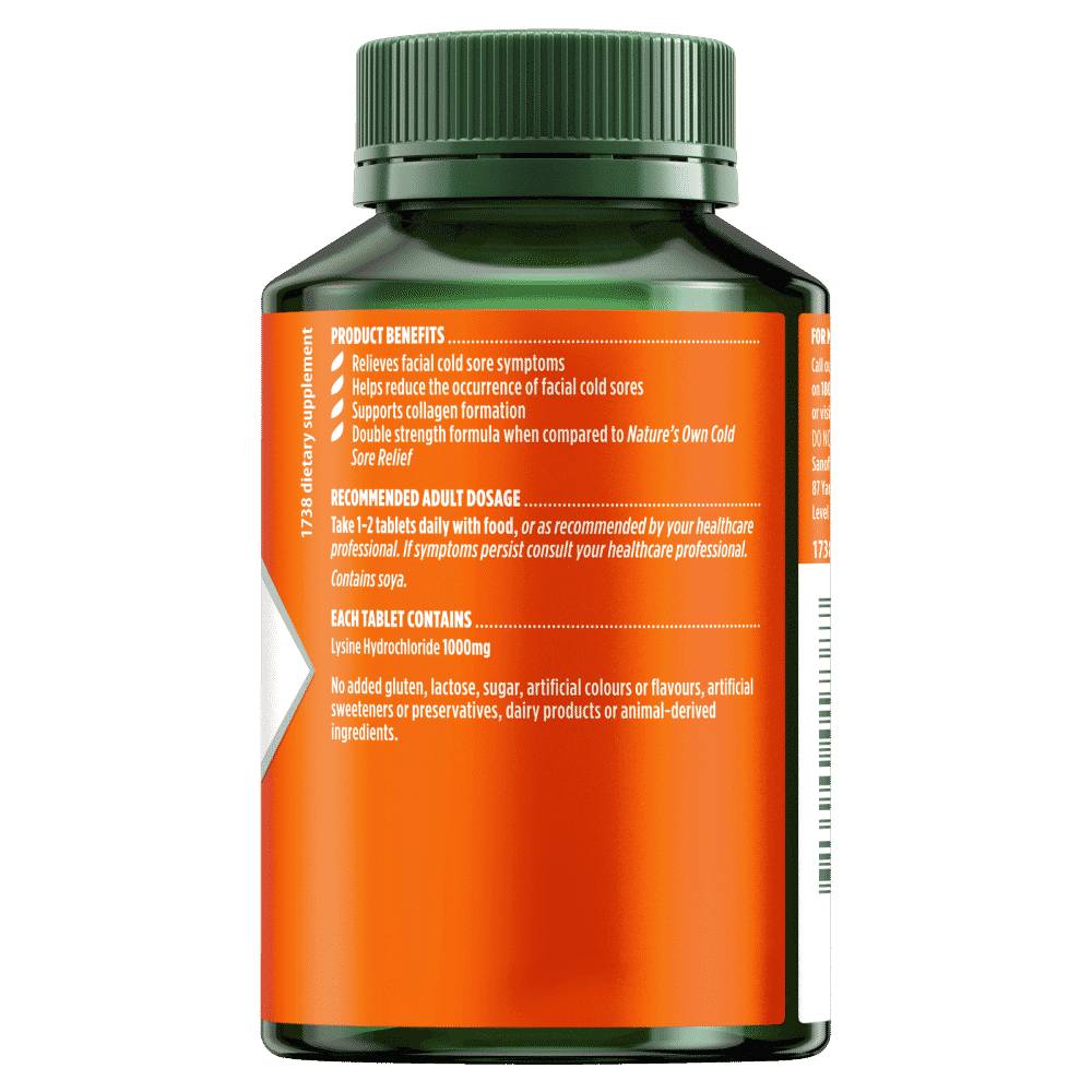 Nature's Own Double Strength Cold Sore Relief L-Lysine 1000mg 100 Tablets - Cutprice Online