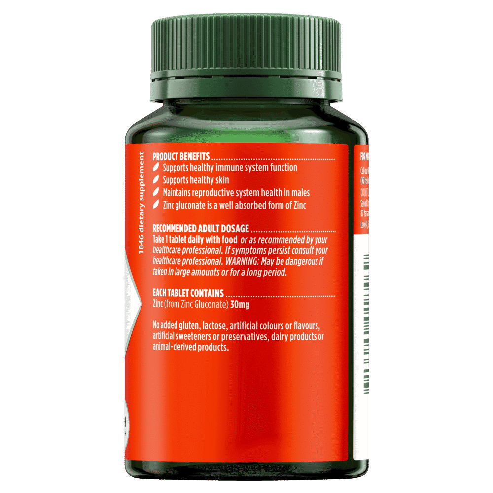 Nature's Own High Strength Zinc 30mg 120 Tablets - Cutprice Online