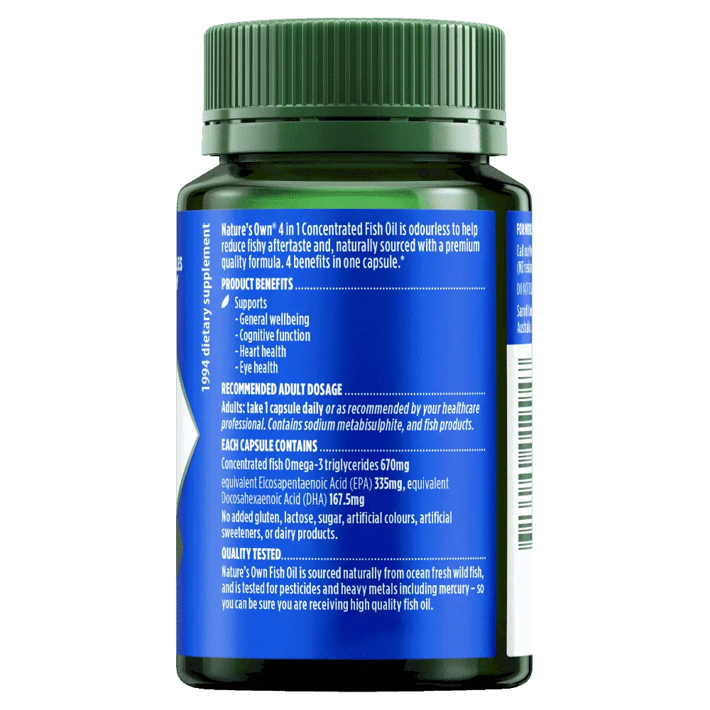 Nature's Own 4 In 1 Concentrated Fish Oil Odourless 60 Capsules - Cutprice Online