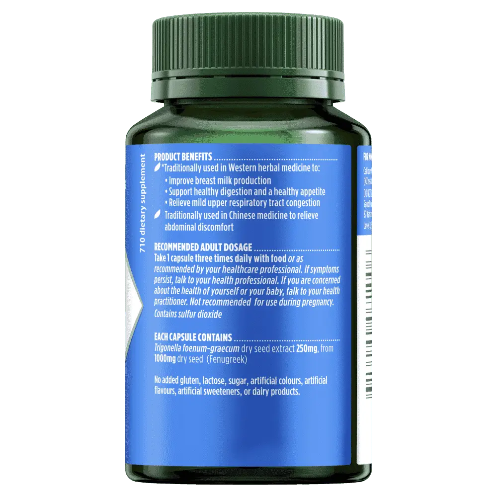 Nature's Own Fenugreek 1000mg for Breast Milk Production Support 60 Capsules - Cutprice Online