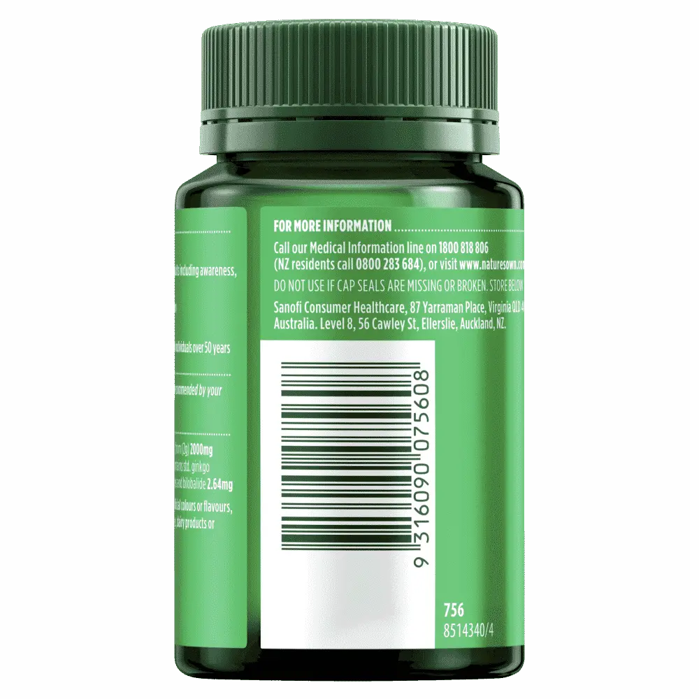 Nature's Own Ginkgo Biloba 2000mg for Memory 100 Tablets - Cutprice Online