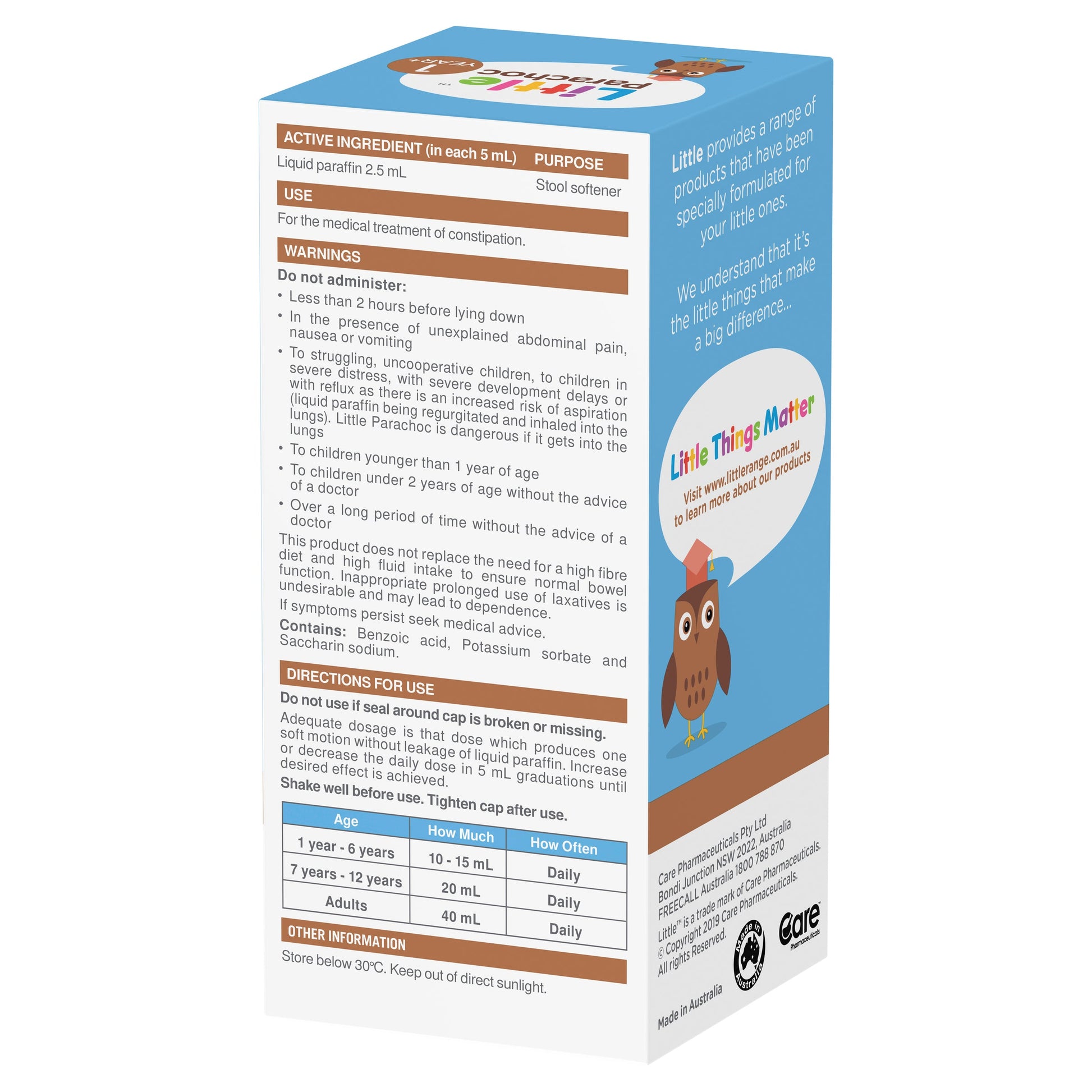 Little Parachoc Liquid Paraffin Chocolate Vanilla 200mL - Cutprice Online